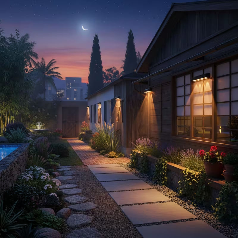 FACHOI 2-Piece 3/4 LED Solar Wall Light with Large LED Bead Design, Wider Lighting Range, RGB Effect and 9 Different Light Colors. Suitable for Street Walls, Stairs, Paths, Courtyards, Patios
