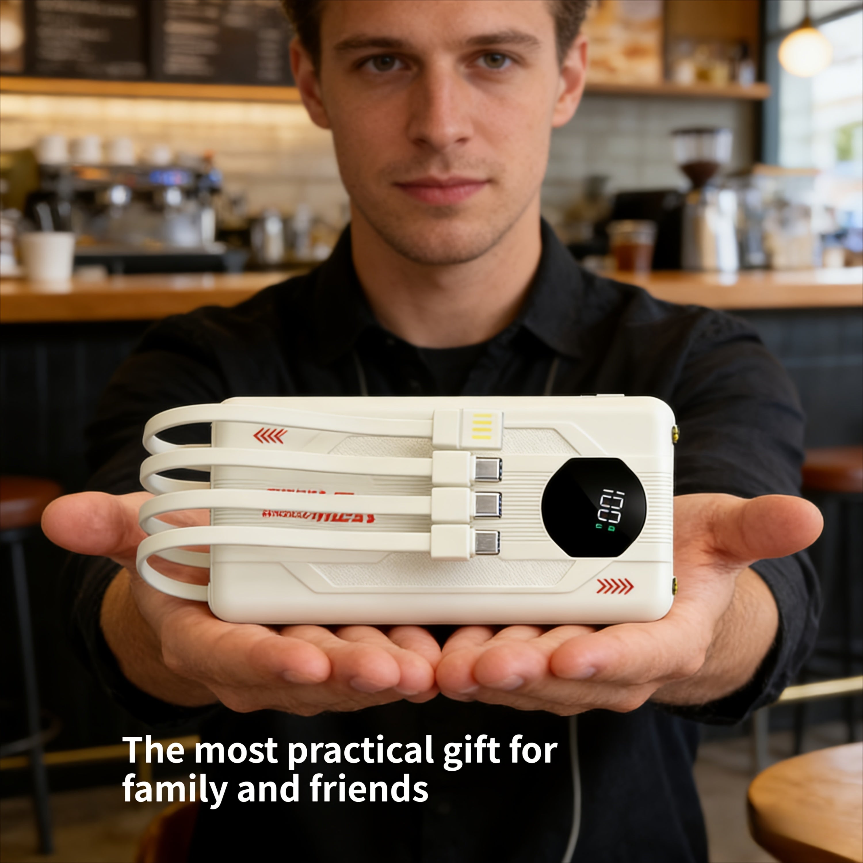 10000mAh Portable Large-Capacity Power Bank | 22.5W Fast Charging, Built-in Digital Display, Multiple USB Cables, Flashlight, Outdoor Emergency Power Supply, Ideal Gift for Friends and Relatives