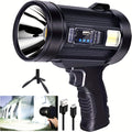 Staaricc rechargeable LED spotlight, ultra-high lumens, ultra-bright solar COB spotlight, 6 modes, 4-color temperature flashlight, large outdoor handheld searchlight suitable for hunting, camping, boating, USB port electronic light