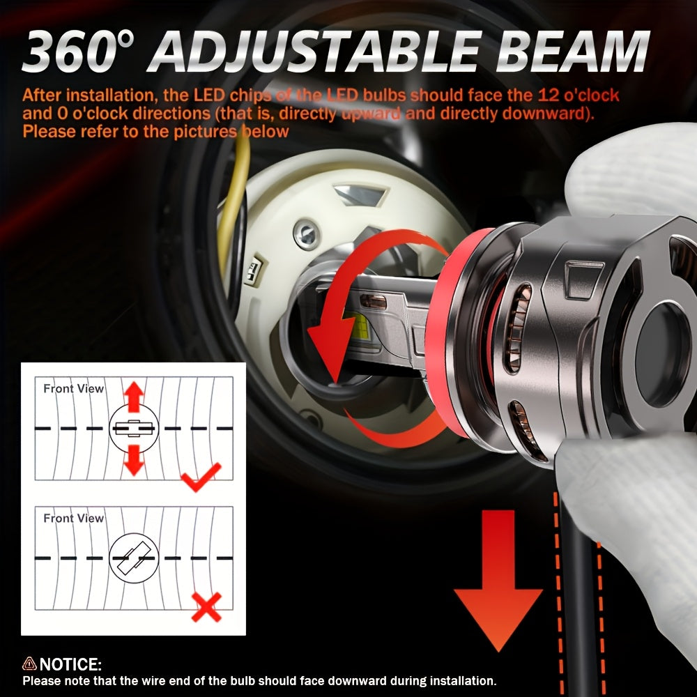 2-Pack H11 LED Headlight Bulbs H11 Super Bright Headlight Bulbs 390W High Power 59500 Lumens 7500K Color Temperature Fits H1, H4, H7, H11 Models Improves Night Driving Safety 900% Brightness Increase HB3, 9005, HB4, 9006, HIR2