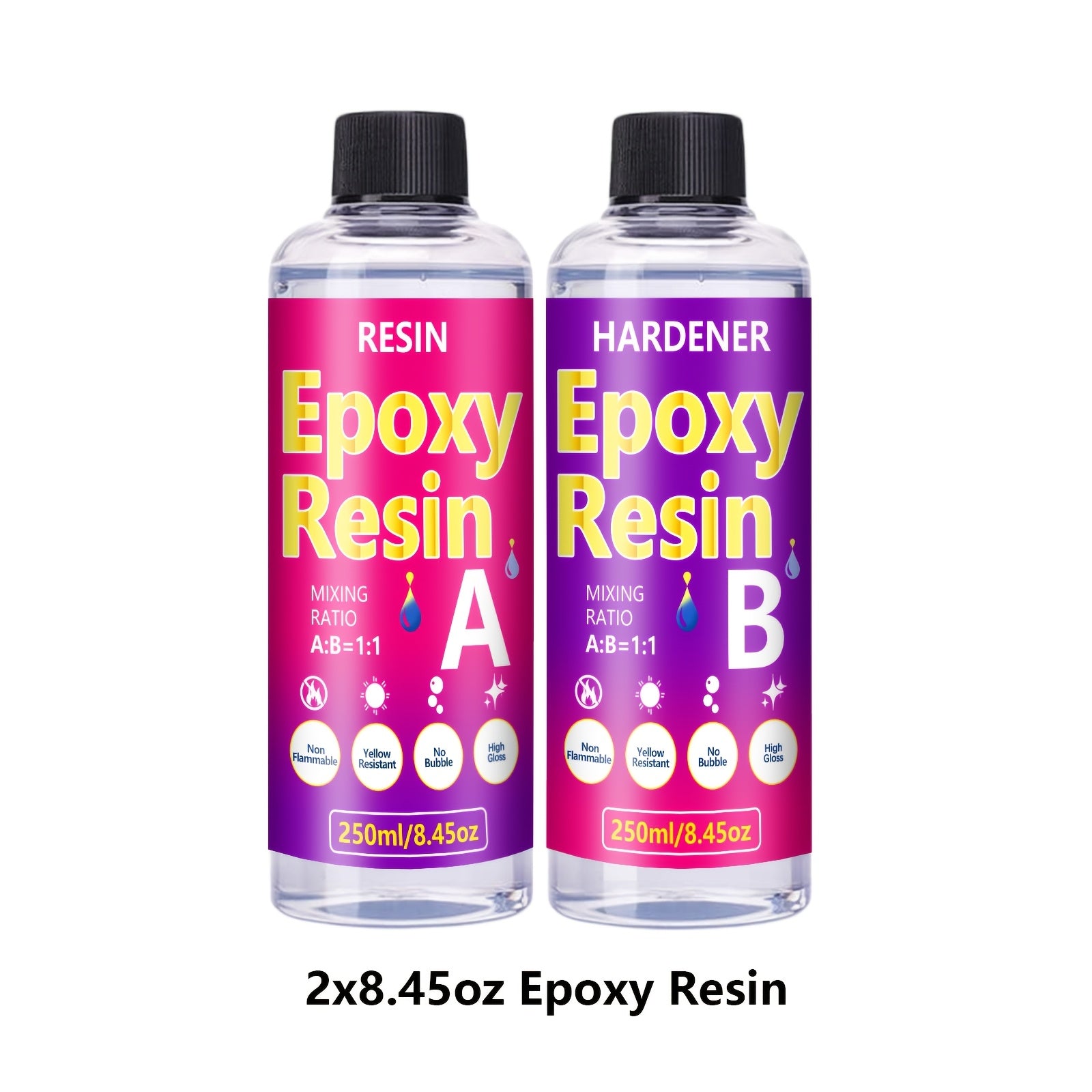 OOTDART 120毫升/500毫升/1000毫升透明环氧树脂 - 自流平、高光泽、不泛黄、无气泡浇铸树脂，非常适合工艺品、桌面、DIY（1:1比例）、美术用品、桌面涂料、光滑表面、耐用材料、工艺树脂、工艺品