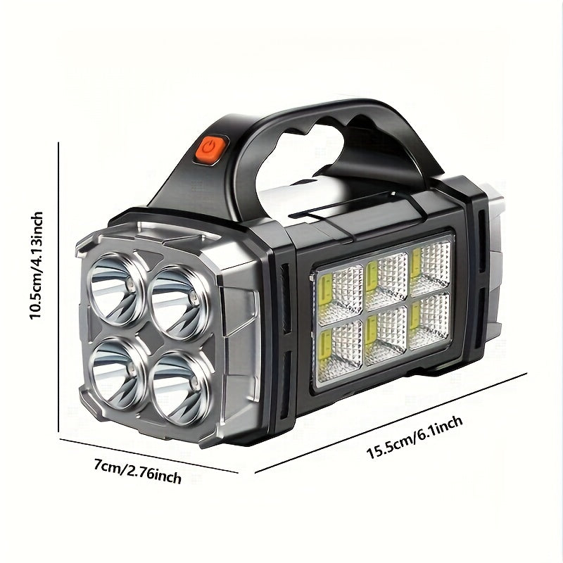 Multifunctional Rechargeable Solar Flashlight, Portable Handheld Emergency Flashlight with 1500mAh Battery, USB Charging and Red Light Mode, Ideal for Camping, Fishing and Outdoor Adventure