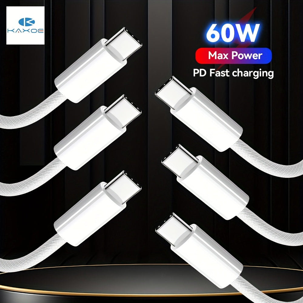 KAXOE 60W Fast Charging Cable Data Cable, Type-C USB To C PD Fast Charging Data Cable For IPhone 15 16 Series, For Samsung L Series Fast Charging Phone Tablet Length Data Cable