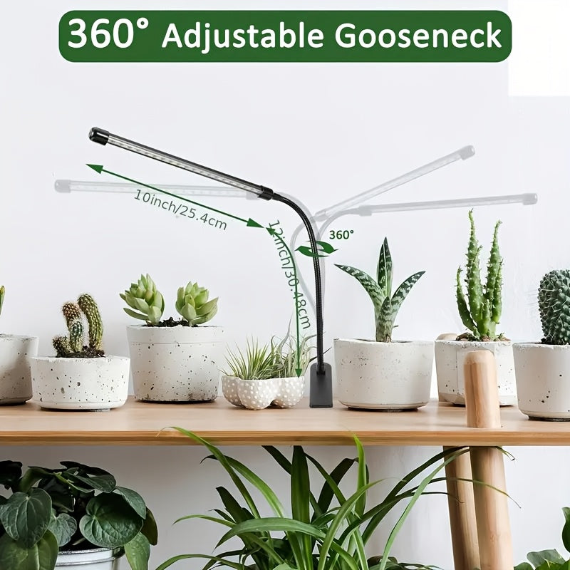 Full Spectrum Clip-On Plant Grow Light, Ideal for Indoor Plants, 4/8/12H Timer, 3 Light Modes Red/Blue/Mixed, 10 Dimmable Levels, Indoor Plant Lighting