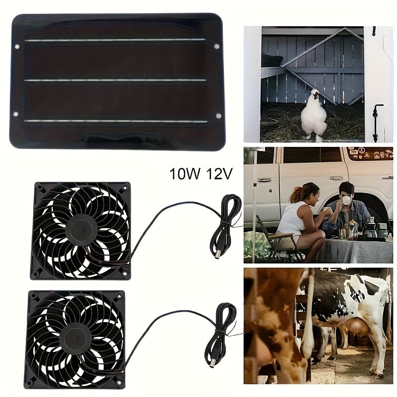 Rcl Solar Fan, Equipped with Two Solar Powered Fans, Designed for Ventilation and Air Circulation in Outdoor Places Such as RVs, Campsites, Pet Sheds, Windows, Chicken Coops, Greenhouses and Sheds