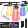 60/120 英尺变色户外串灯 - 可调光 LED RGB 庭院灯，含防摔爱迪生灯泡，适用于庭院、凉亭、派对、婚礼、节日场景