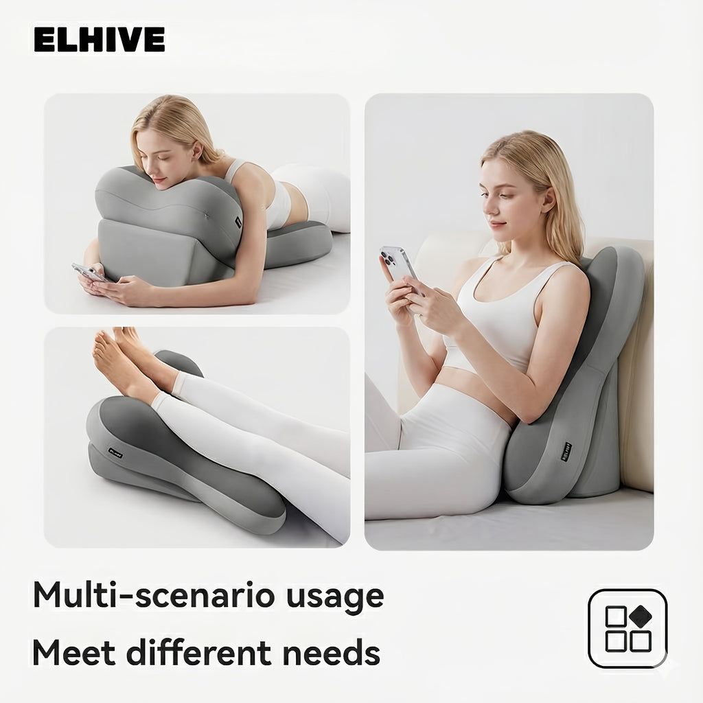 ELHIVE 可调节床头靠枕 人体工学记忆棉床垫 腿部抬高楔形垫 倚靠支撑 背部阅读适用 优质床头楔形枕