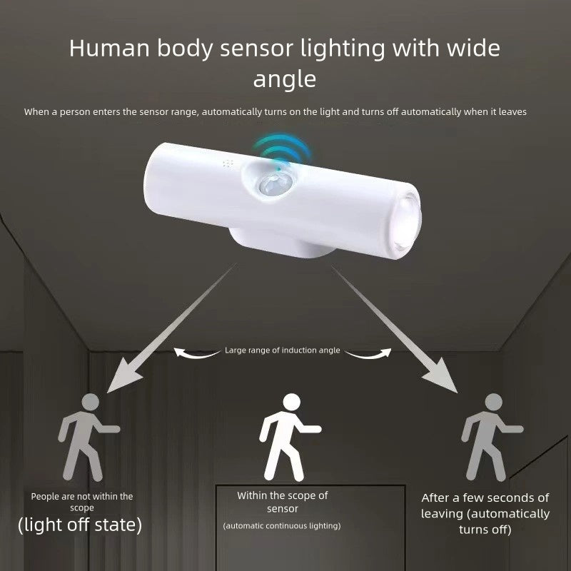 Ambient Light Smart Motion Sensor Hill Light Spot Light Magnetic Rechargeable Self-Adhesive Cabinet Light Cat Eye Night Light No Wiring Wall Light