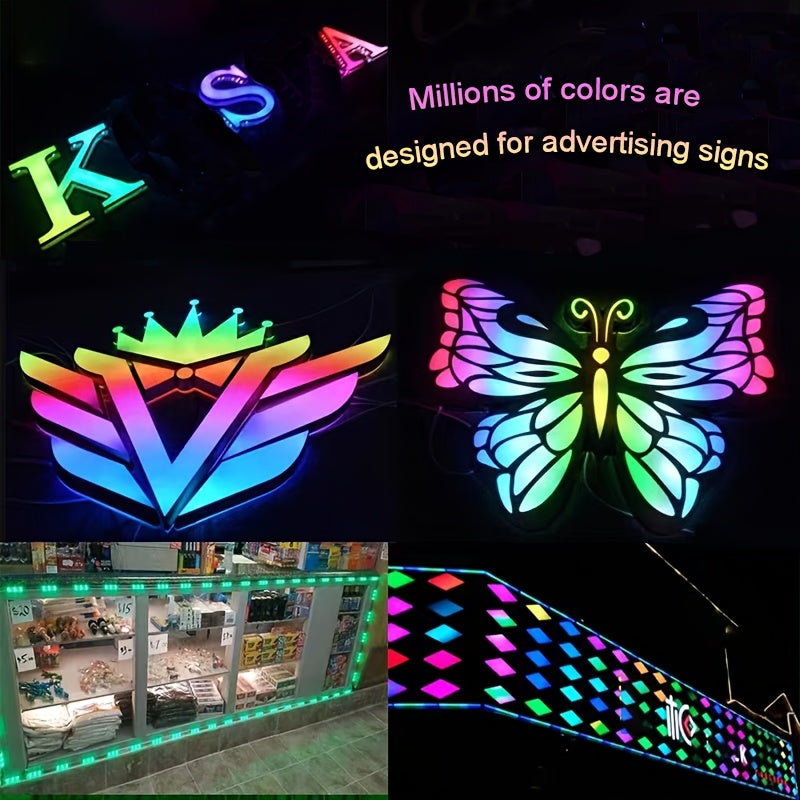 5050 RGBW LED light strip - WS2811 programmable color-changing strip, with button control, 12V commercial/home use suitable for TV backlight, holiday decoration and luminous text display