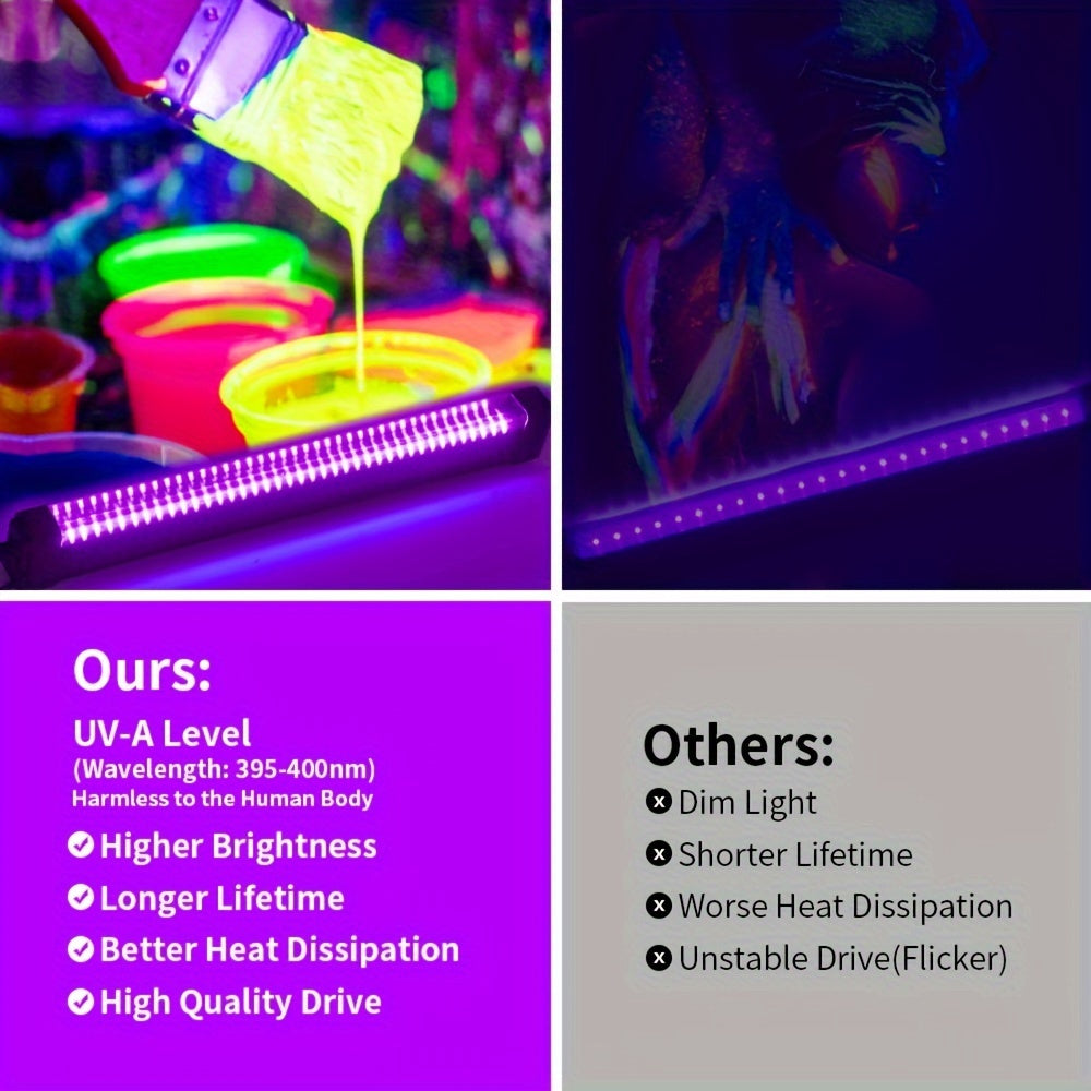 3-pack black light strip, 12W 12.6-inch USB UV light tube, suitable for Halloween/Christmas/Valentine‘s Day glow party supplies, room decoration, body painting, urine detection
