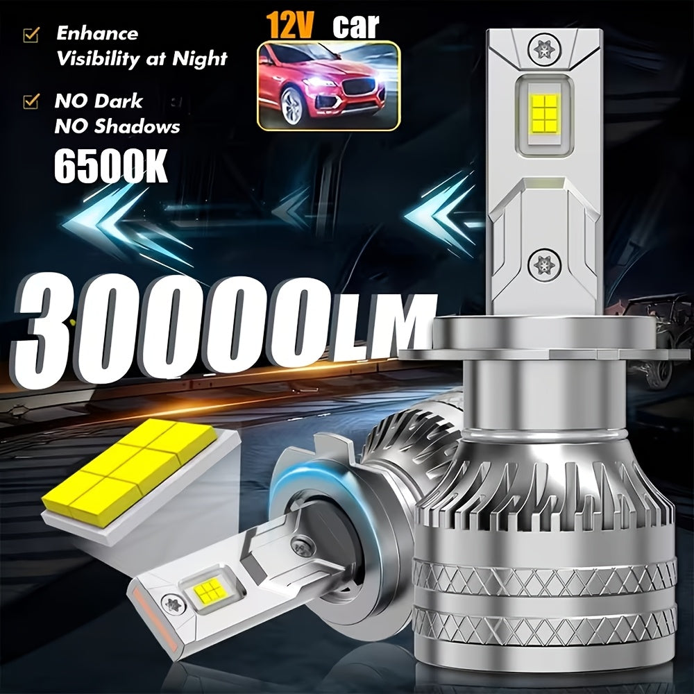 2-Pack H1 H7 H4 H11 HB3 9005 HB4 9006 9012 HIR2 Car Headlight Bulbs 30000 Lumens 350W Auto Front Headlights 12V 6500K Color Temperature