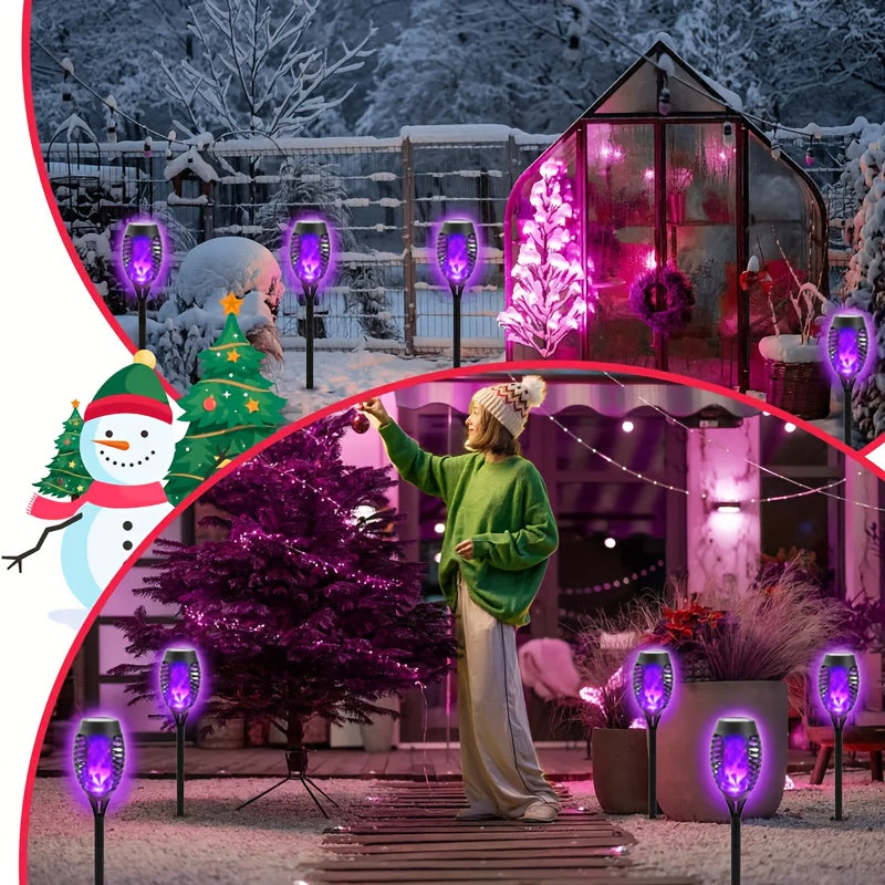 10 Pack Color Solar Flame Lights with Auto Color Changing, Includes Festival and Halloween Home Decorative Ambient Light, and Outdoor Waterproof LED Lighting, Auto On/Off from Dusk to Dawn