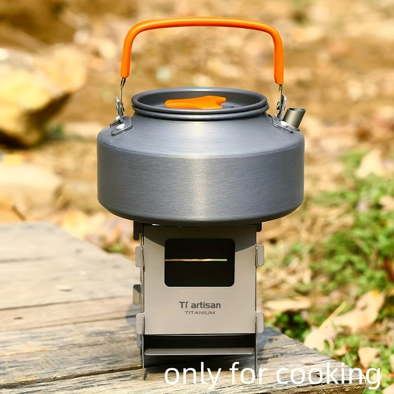 Tiartisan 1-Piece Pure Titanium Camping Stove, Lightweight Portable Foldable Wood-Burning Stove, Outdoor Hiking Survival Pocket Twig Stove, For Cooking Only