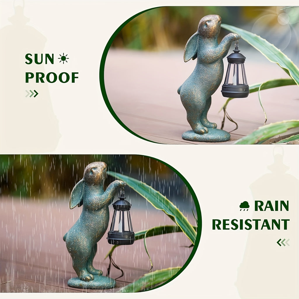 Rabbit Holding Lantern Solar Light