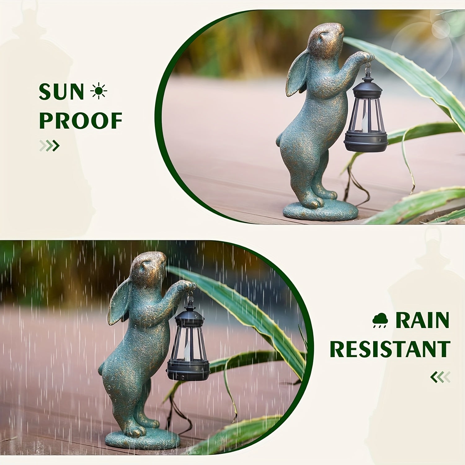 Rabbit Holding Lantern Solar Light