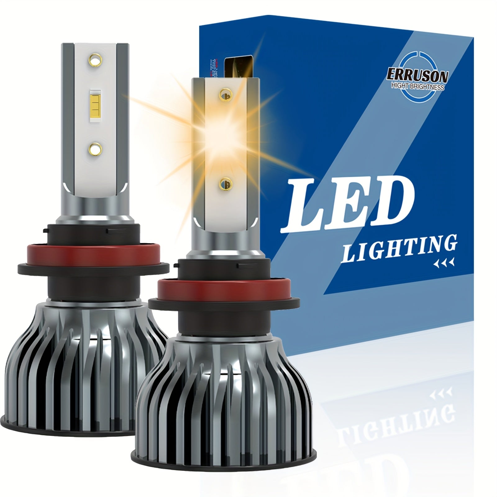 Erruson 2-Pack Dazzling Car Bulbs 9005/HB3 9006/HB4 H11 H4 H7 H1 High/Low Beam Dual-Use Turbo Light, 30000 Lumens 300W 3000K/4300K/6000K/8000K/25000K Car Light, 700% Brightness