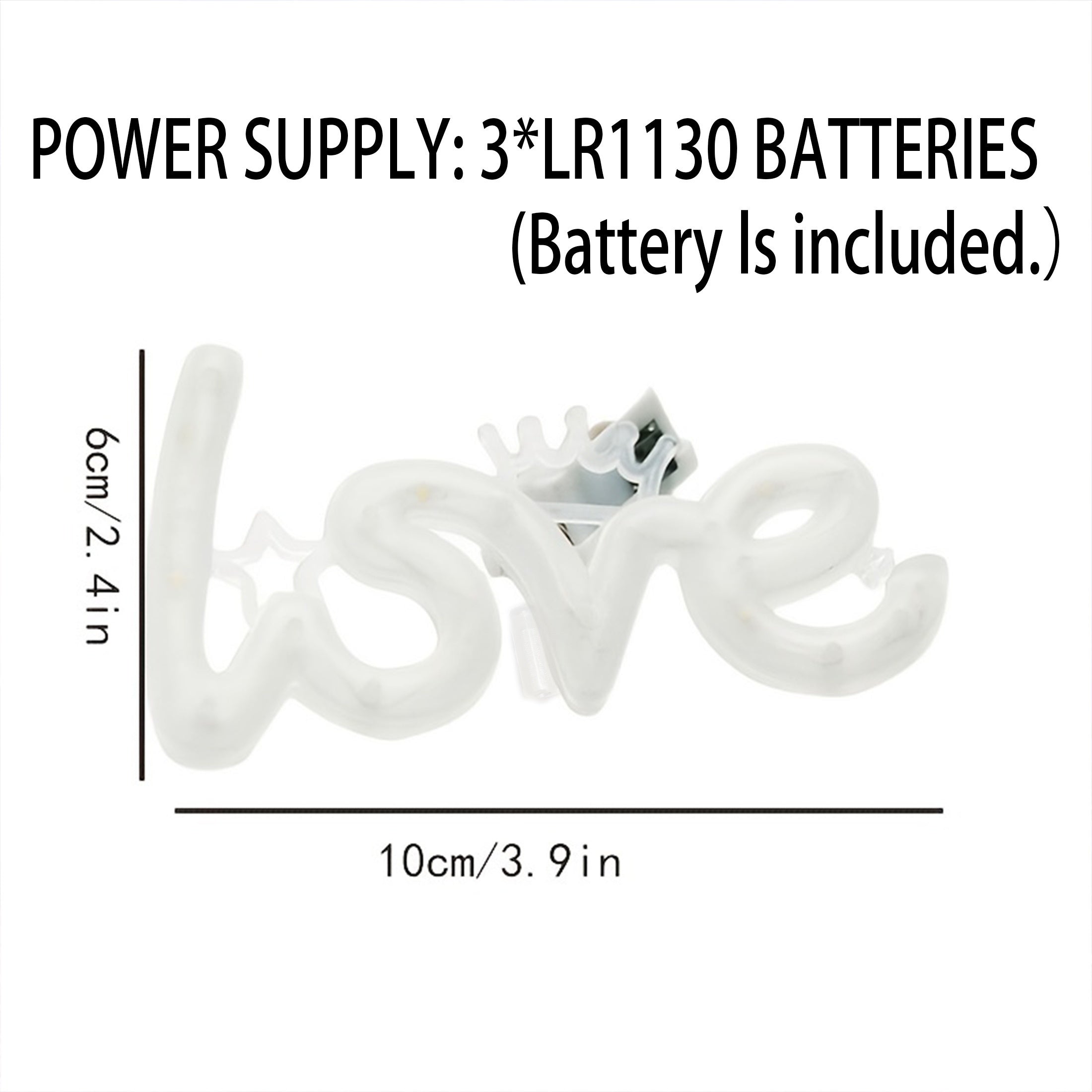 1pc LED LOVE花束灯 情人节花束包装 鲜花花束 生日蛋糕礼盒装饰LOVE发光字母灯串灯