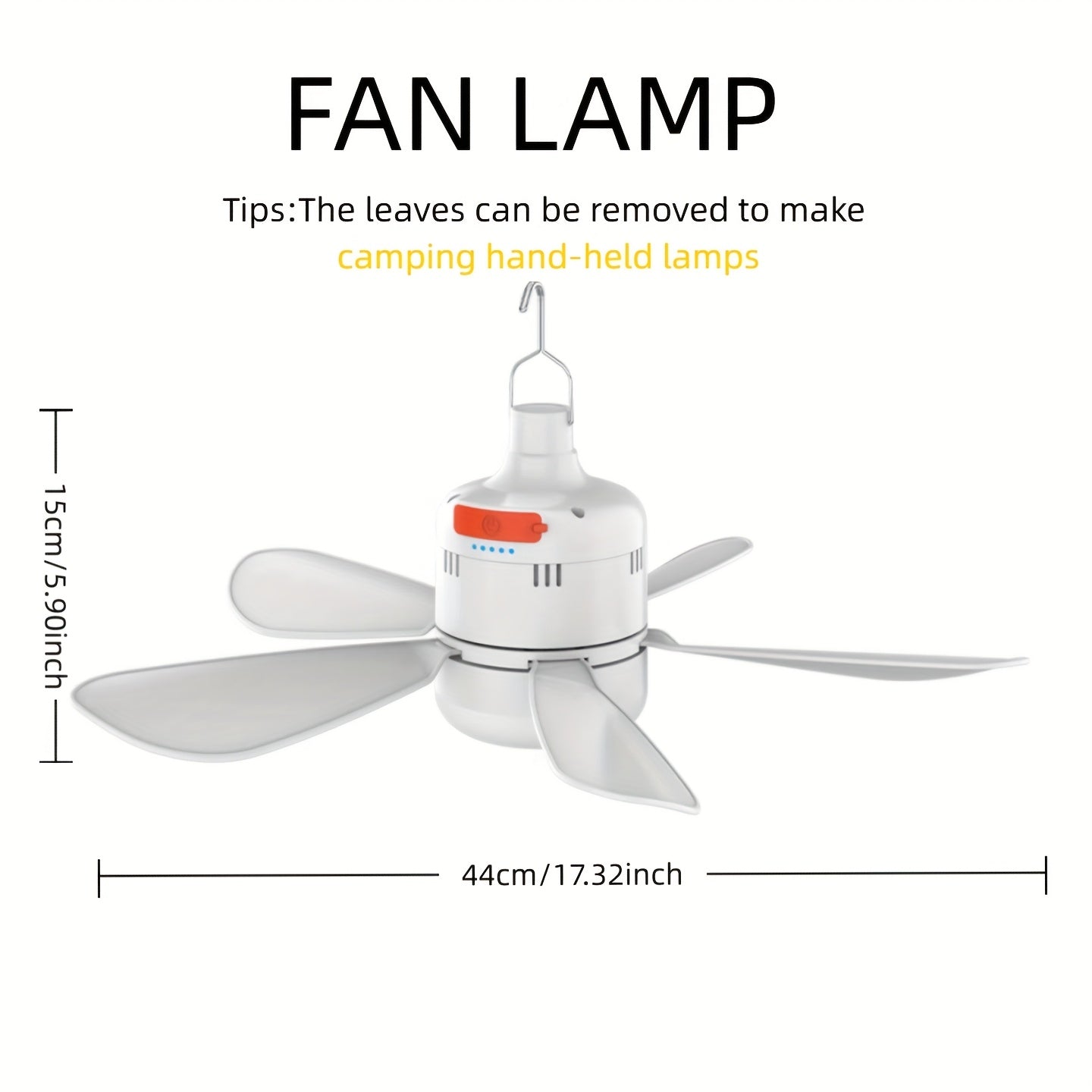 USB Rechargeable Portable Fan Light, 3 Brightness LED & 3 Strong Wind Speeds, 3000mAh Built-in Battery, Detachable Fan Blades, IP65 Waterproof Remote Control Camping Lantern Flashlight