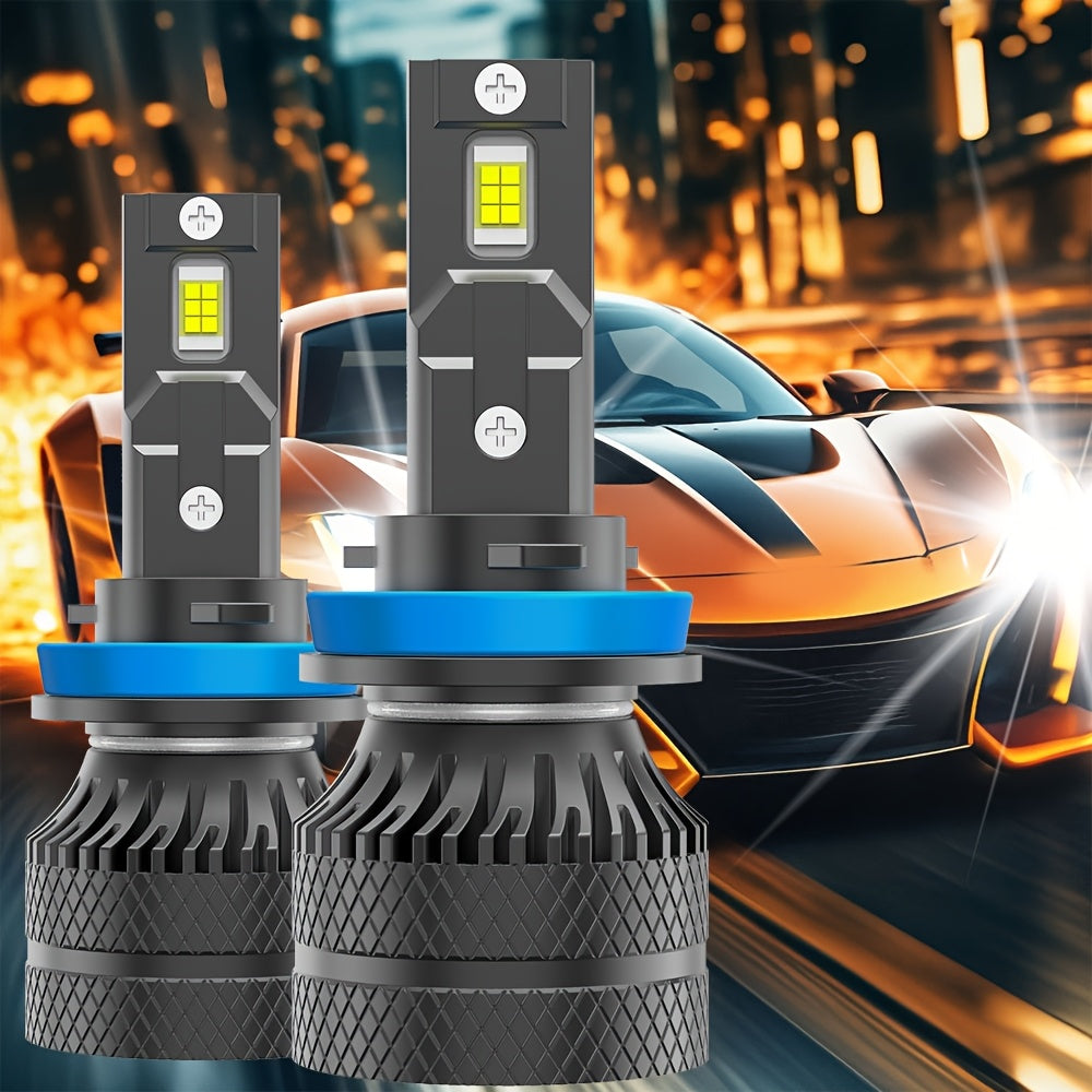 2-Pack H7 LED Headlight Bulbs, Super Bright 6500K White Light, 24750 Lumens, Compatible with H1, H4, H7, H11, HB3, 9005, HB4, 9006, HIR2, 9012, 600% Brightness Increase, 12 LED Chips, for Motor Vehicles - B0045, No Battery Included