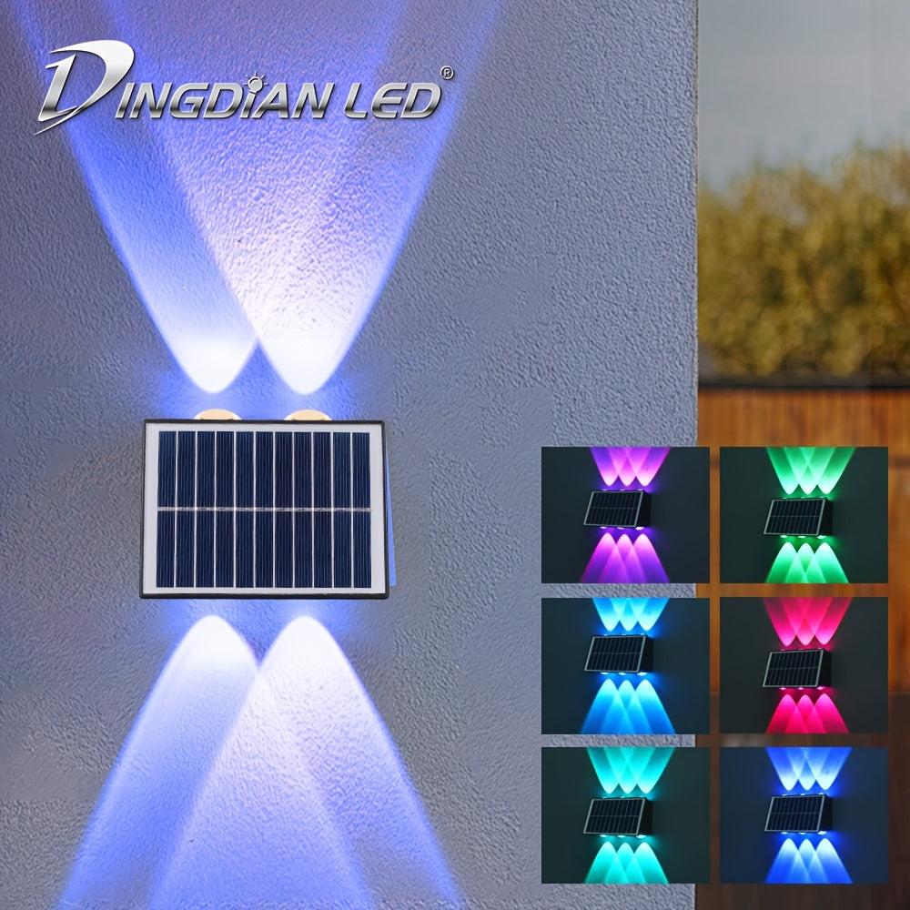 1-Piece Solar Wall Light, RGB Color Wall Washing Light, Outdoor Decorative Light, Ambient Light, Garden Light, Exterior Wall Light, IP54, Suitable for Villa Exterior Walls, Courtyard, Balcony, Garden, Park, Scenic Spots, Garden Decoration