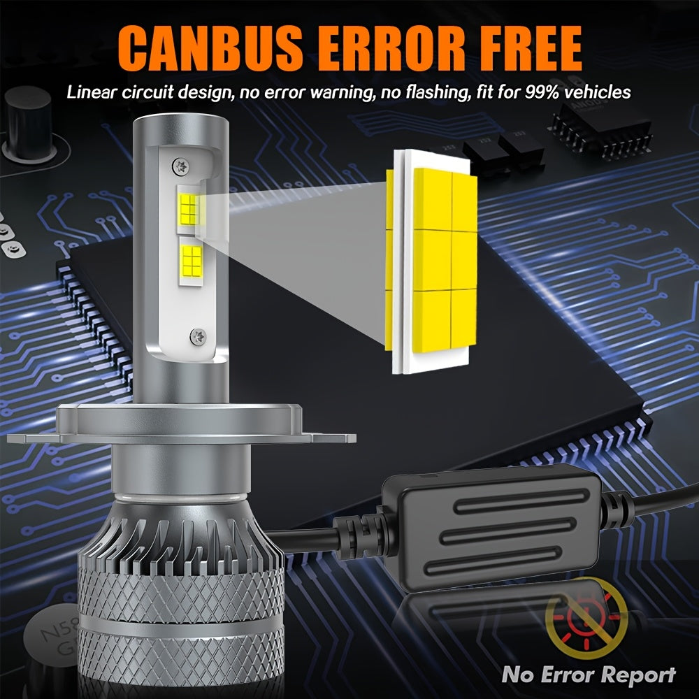Automotive 2PCS LED Car Lights - H4/H7/H1/H11, 9005/9006/9012 - 29800LM, High/Low Beam, 6500K Cool White Light, Car Headlights, Fits All Cars, Ultra-High Cooling Fan, Plug-and-Play, No Battery