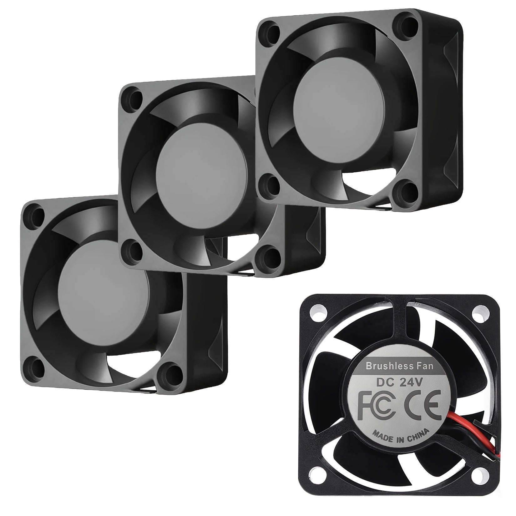 CLELO 4-Pack Mini Cooling Fans for 3D Printers – Brushless DC, 12V/24V, 2-Pin Connector, Ideal for Industrial Use