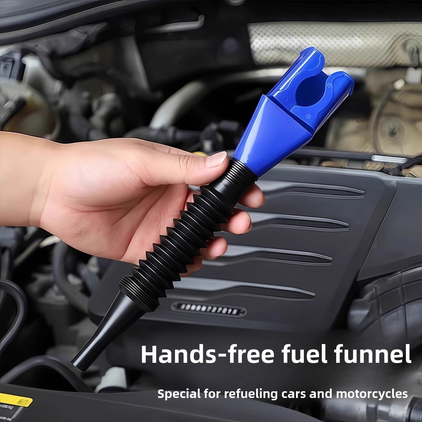 Hands-Free Convenient Square Oil Filling Funnel – Snap-On Buckle Funnel, Car Oil Refill Tool