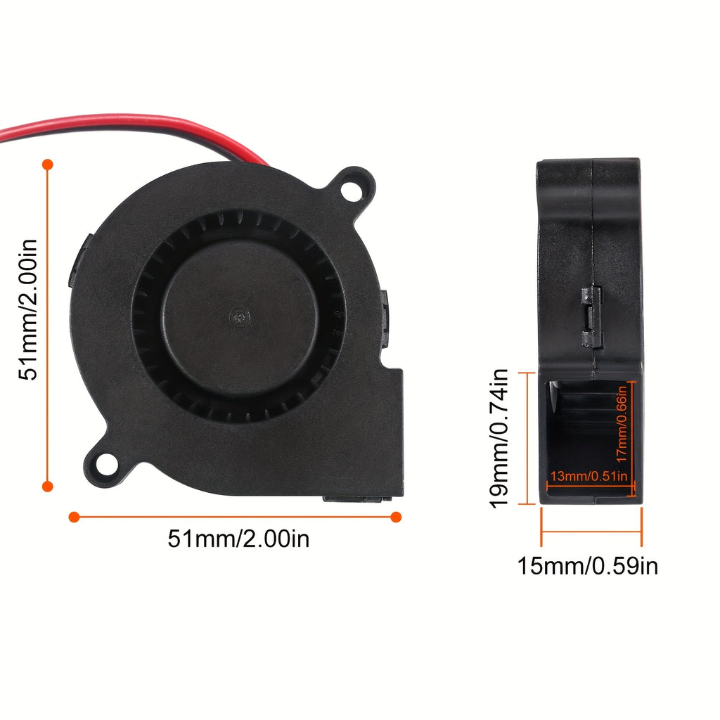 3Pcs 50mm 5015 Blower Fan 12V 24V Brushless Turbo Cooling Fan 50x15mm 2Pin for 3D Printer Hot End Extruder Cooler