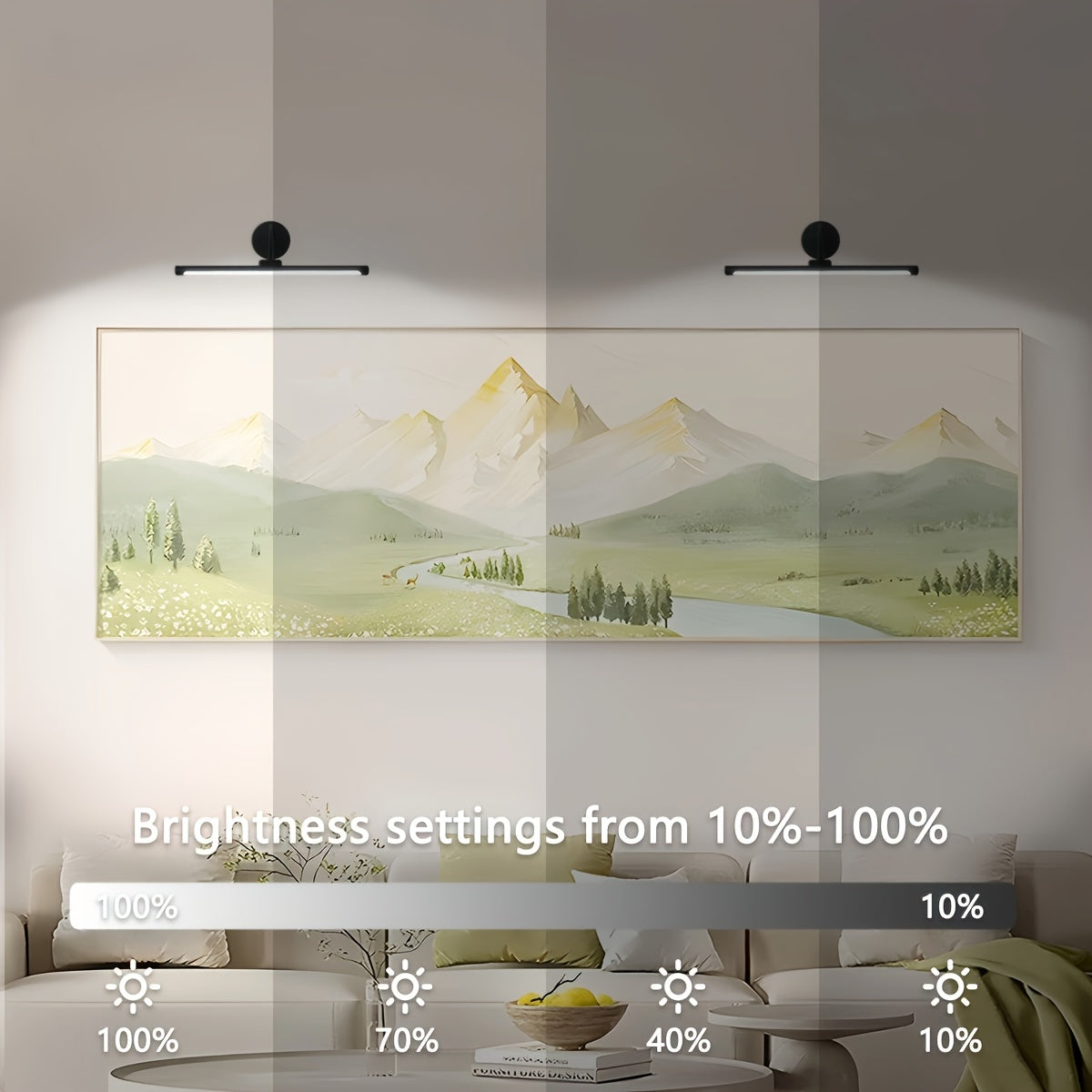 One remote control modern gooseneck smart cabinet light, dimmable timer office lighting lamp, three-color adjustable with charging cable, home picture frame living space 3000/4000/6000K