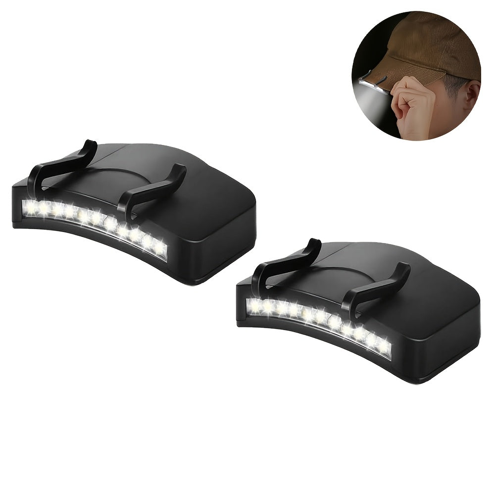 2Pcs Clip-On Headlamp, 11 LED Cap Clip Light, Hands-Free Flashlight, Portable Lightweight Head Lamp, Suitable for Running Working Cycling Camping (AAA Battery Not Included)