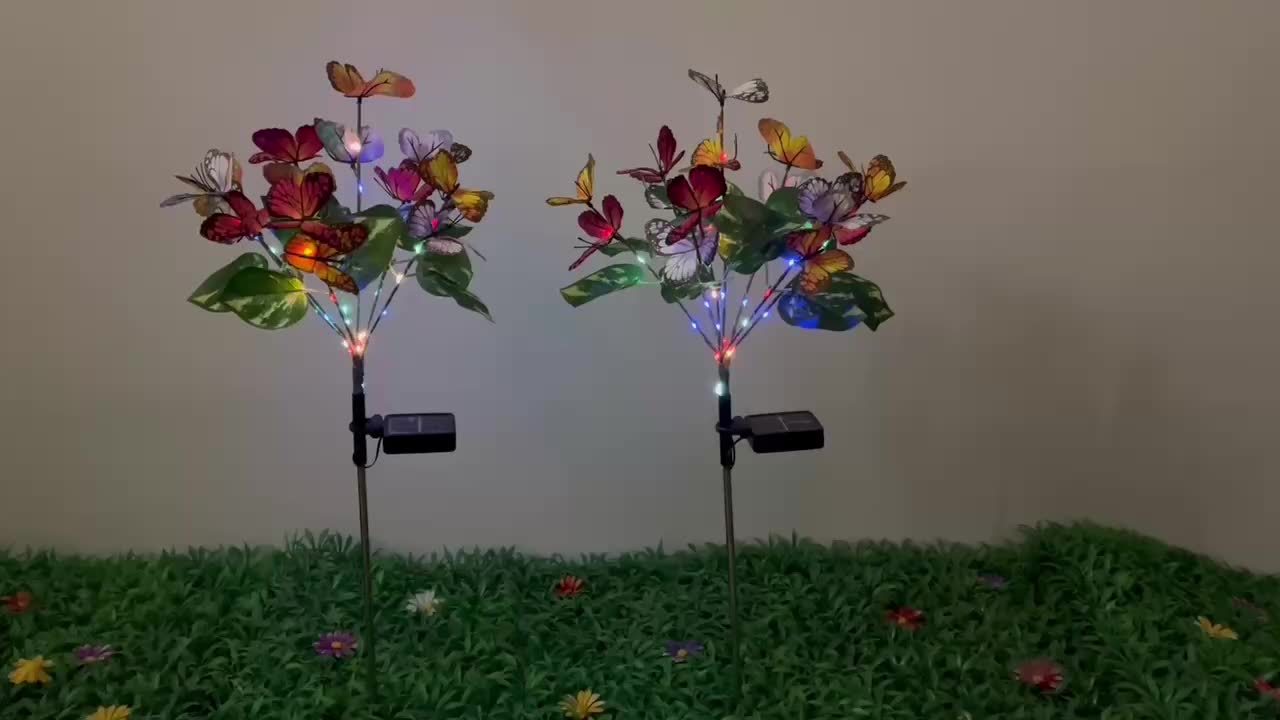 Solar Courtyard Garden Light - Latest Outdoor Solar Light, Colorful Large Butterfly Decoration, Large Size Solar Panel, More Realistic Butterfly Flowers (2/4/8 Sets) Christmas Holiday Decoration