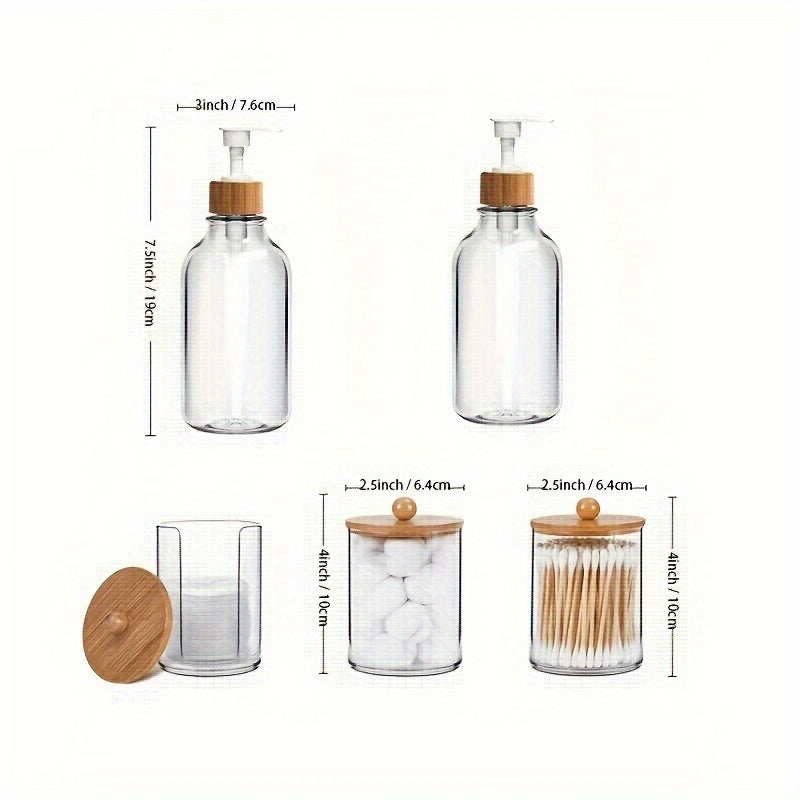 5-Piece Bathroom Decor Set - Complete Bathroom Essentials Set with Soap Dispenser, Toothbrush Holder, Cotton Swab Holder, Bohemian Style Bathroom Storage Box - Perfect Housewarming Gift