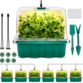 6-Piece Seed Germination Tray Set, Seed Starter Kit with Grow Light, Nursery Tray with Humidity Dome, 3.9 Inch Tall Lid with Drain Holes, Ideal Indoor Spring Vegetable & Fruit Seedling Device, 12 Cells Per Tray