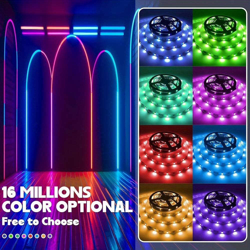 RGB 5050 LED灯带配24键控制器，变色发光LED灯串，39.37英寸至1574.8英寸LED灯带，适用于卧室、厨房、电视背景墙及节日装饰（圣诞节、万圣节、生日）