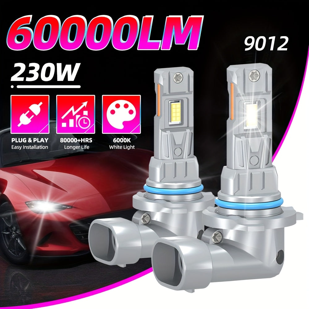 Roadsun offers a set of two high-power LED headlights, compatible with various car models, compact size for easy installation, brightness up to 60,000 lumens, color temperature 6000K, no battery included.