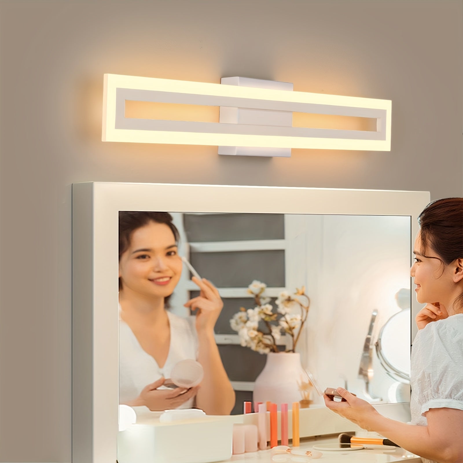 16-Inch 3000K LED Bathroom Light Fixture, Including Vanity and Mirror Wall Light
