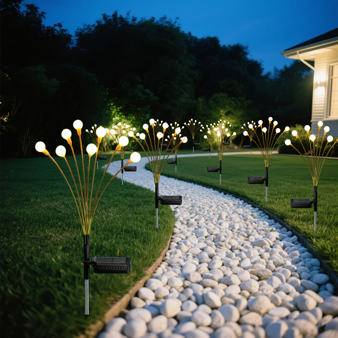 30-Inch 8-Piece LED Small White Ball Warm Light, Solar Powered, 8 Lighting Modes, Outdoor Swaying Light, Suitable for Outdoor Path, Garden, Courtyard Decorative String Light, Birthday Wedding Scene Decorative Atmosphere Creation