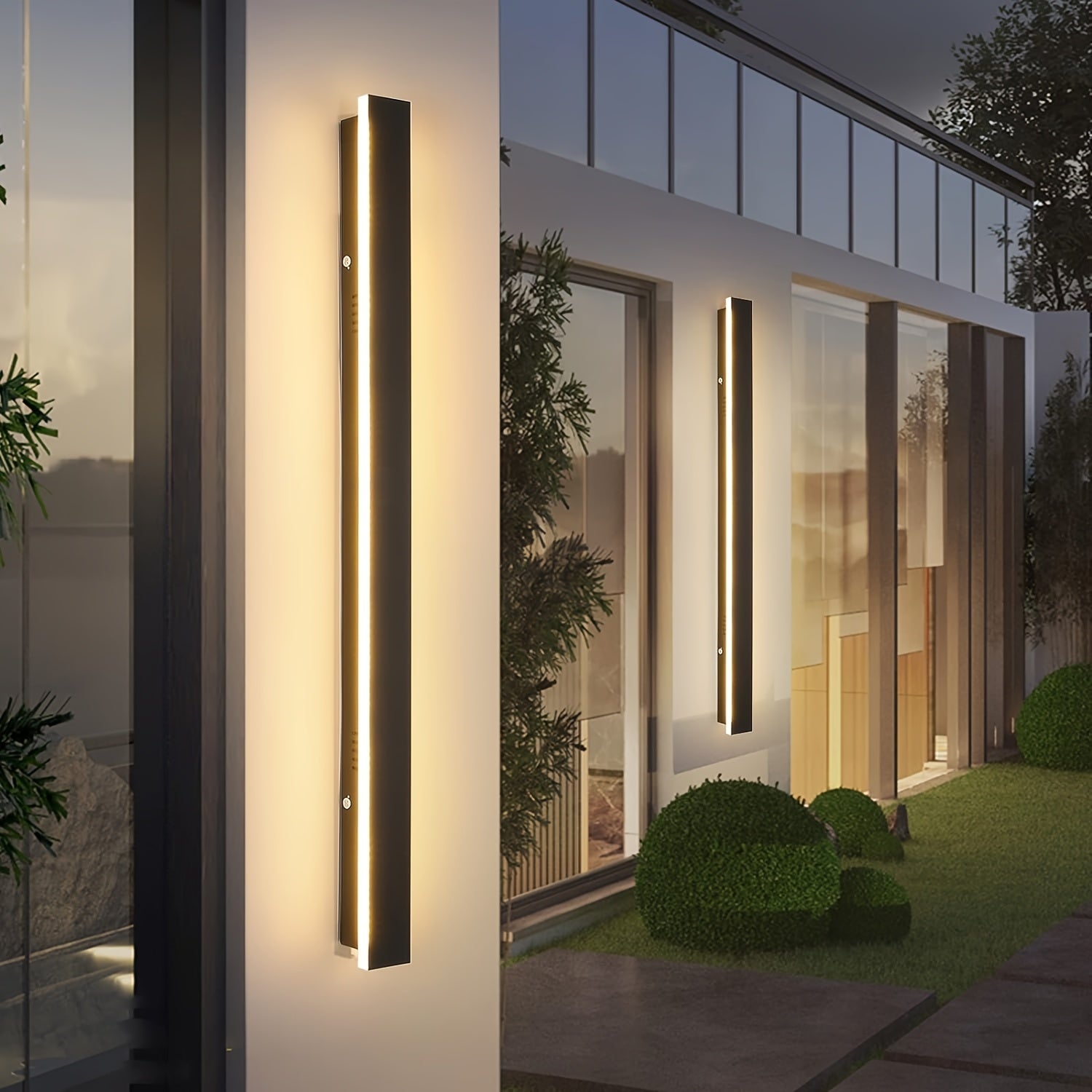 Modern Outdoor Wall Light, LED 3000K-6000K Dimmable Long Wall Light, IP65 Waterproof Exterior Fixture, Minimalist Style Wall Light, Suitable for Garage, Residential Hallway, with Remote Control