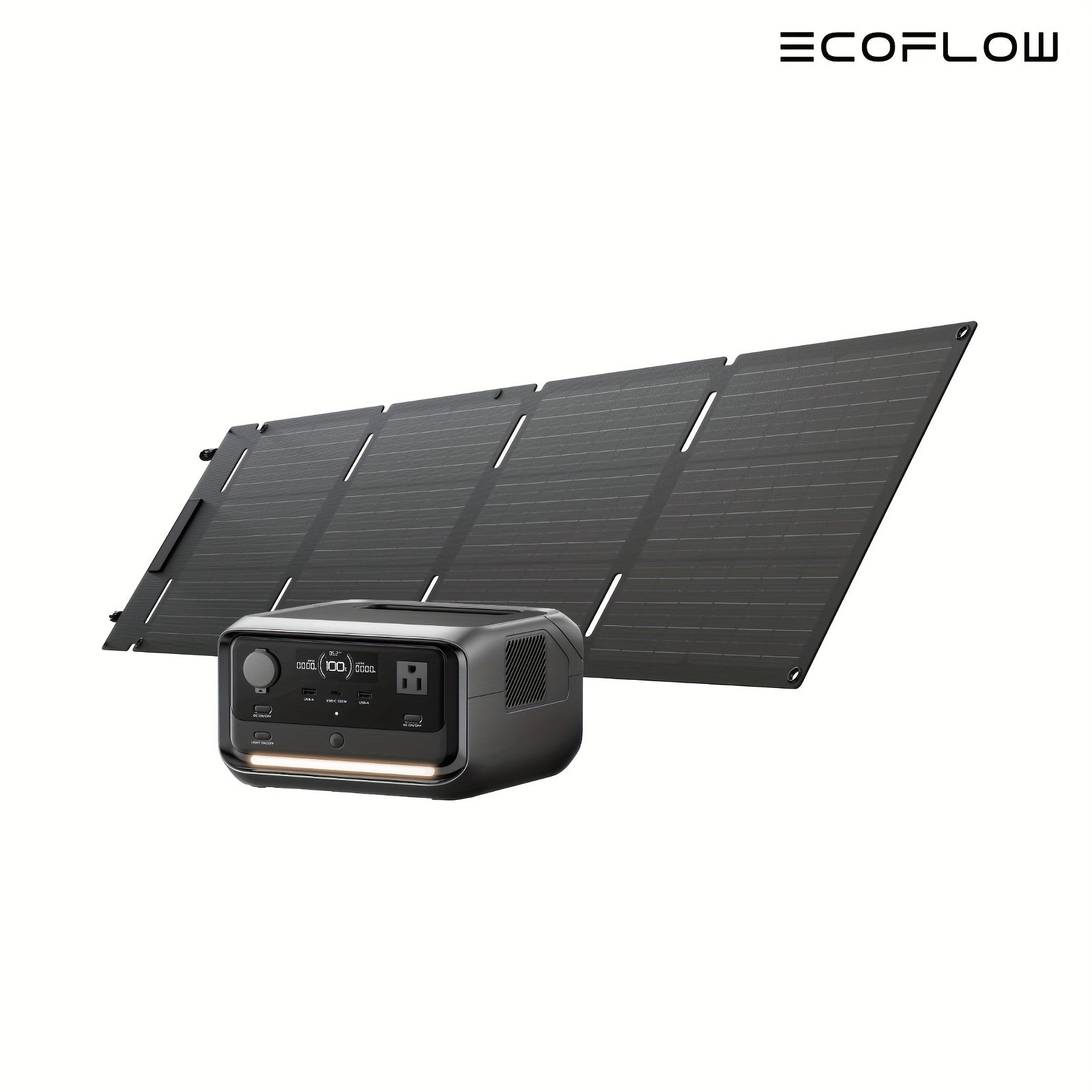 ECOFLOW River 3 Plus 270行動式電源站，配備45W/60W/100W太陽能板（可選SKU），268Wh LiFePO4電池，最大輸出1200W，3個交流插座，1小時快速充電，靜音<30分貝，可擴充套件至840Wh - 適合家庭、應急及戶外使用