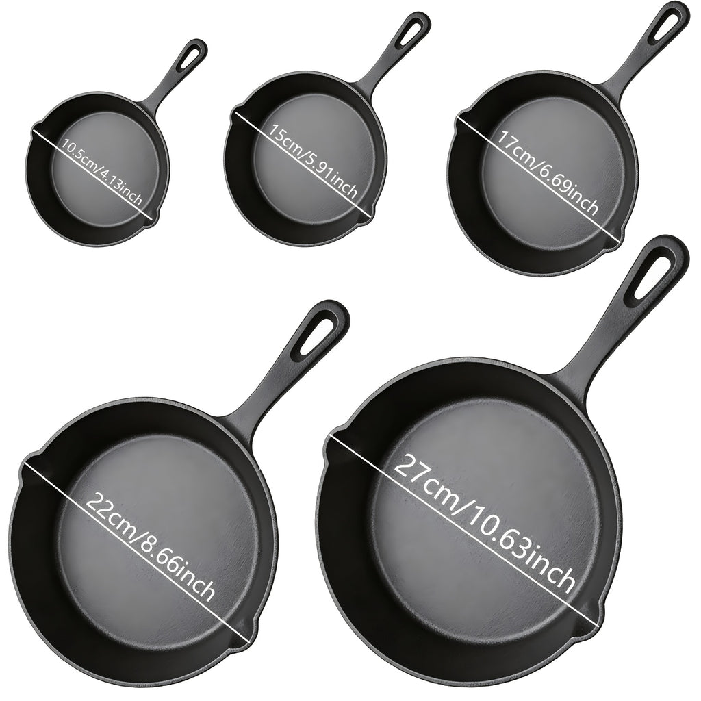 3/4 Pcs Cast Iron Skillet Set, Excellent Heat Retention, Indoor & Outdoor Cooking Available, Restaurant Chef Grade Frying Pan, Ideal for Cooking & Gifting, Local Warehouse Shipping
