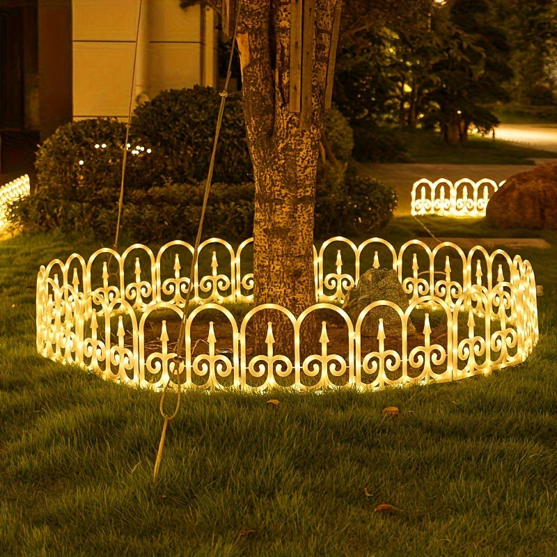 8-Piece Outdoor Solar Fence Light, Solar/USB Dual Power Supply, Warm Light / Color Light Optional, Suitable for Friend Gathering Decorative Atmosphere Light, Valentine's Day Decoration, Proposal Arrangement, Shop, Patio