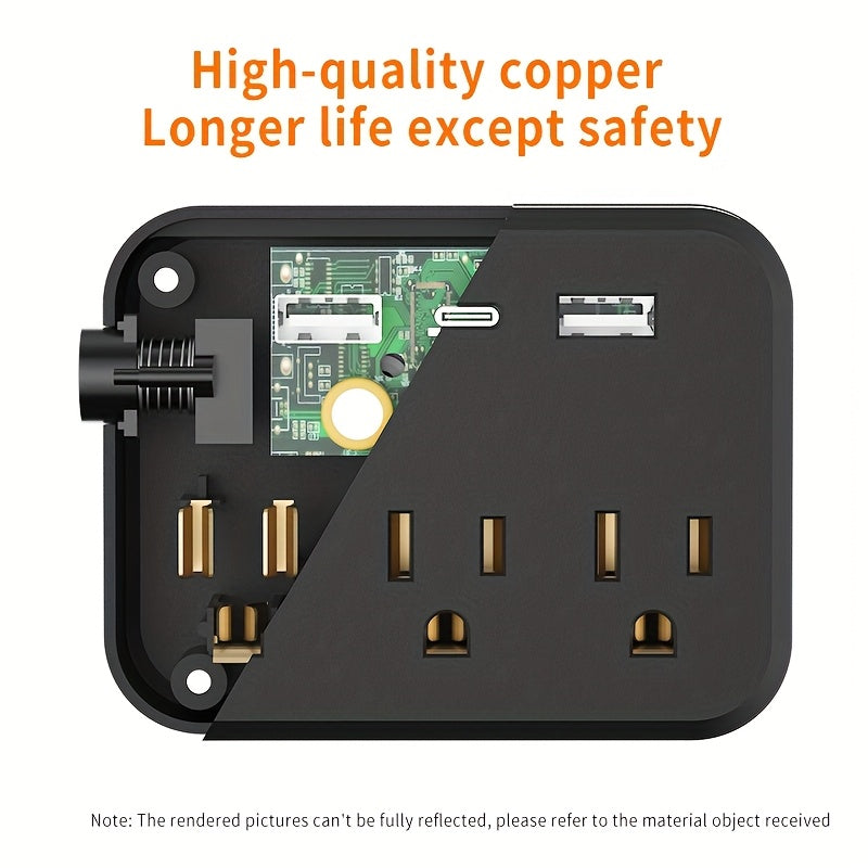[Copy of] A Small Wall Power Socket, 3 Power Outputs, 3 USB'S And A Type-c, 6-in-1 Bundle Wall Socket. The Power Socket With Indicator Light Is Safer And Smaller, Which Makes It Easier For You To Carry When You Go Out. It Is A Gift Choice