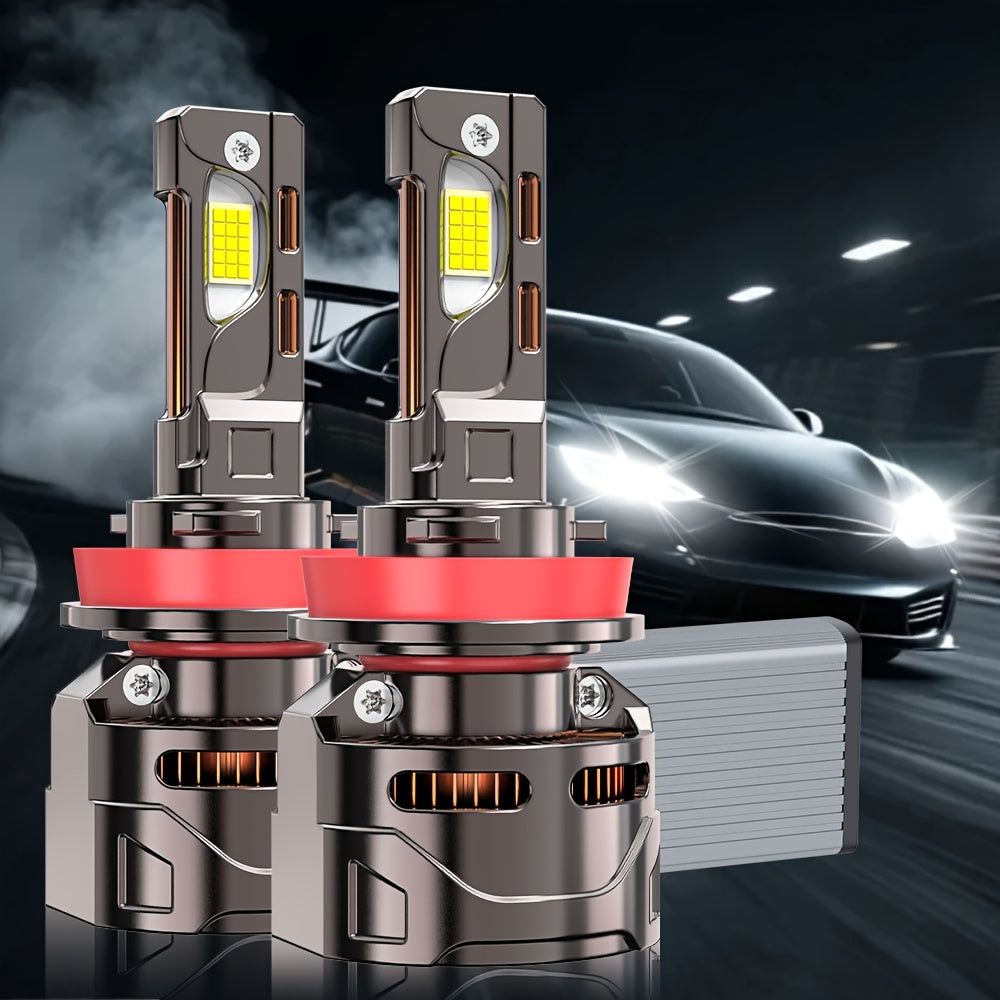 2-Pack H11 LED Headlights, Compatible with H4/9003/HB2 H7 H11/H9/H8 H1 Sockets. High Brightness 9570 CSP Chip, 7500K Color Temperature, 300W Power, Supports CANBUS Voltage Adjustment