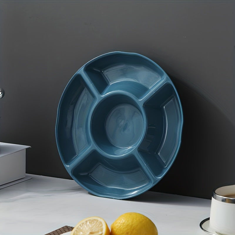 1 Piece, Creative Nut Tray with 3 Sizes, Dried Fruit Dish, Plastic Snack Plate, Divided Candy Bowl, Dessert Plate, Food Container, Fruit Tray – Decorative Serving Plate for Kitchen & Living Room (Beige / Blue / Green / Pink / Navy / Gray)