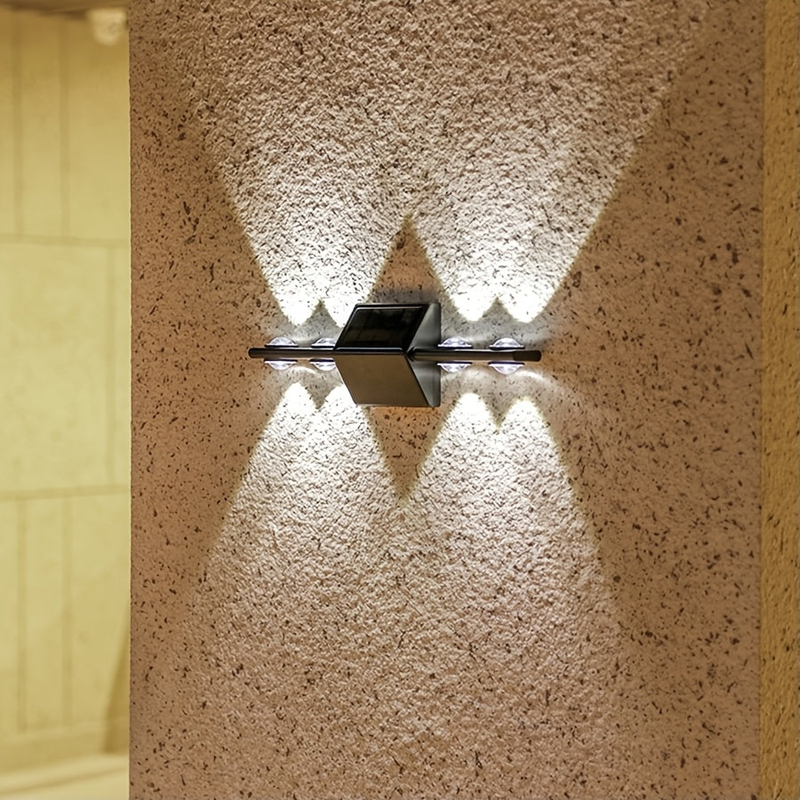 Solar Assemble Convex Mirror Wall Light Exterior Wall Light LED Outdoor Lighting Solar Garden Light Wall Light Decorative Landscape Light for Courtyard, Garden, Fence, Deck, Wall, Holiday Decoration