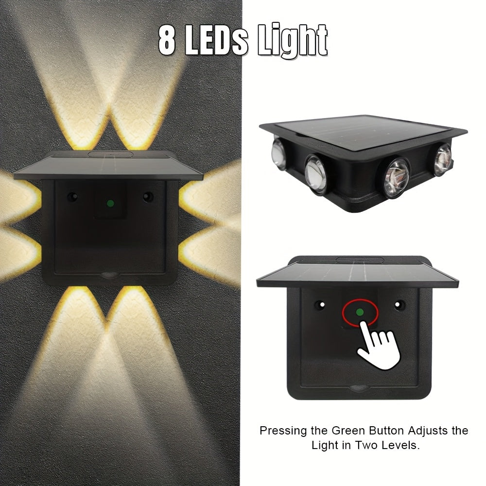 2-Pack Solar Wall Washer Light, 2200mAh Battery, Solar Outdoor Light, Solar Wall Light, Adjustable Solar Panel, 12-Hour Runtime, Suitable for Halloween, Garage, Garden, Porch, Courtyard, Villa Decoration