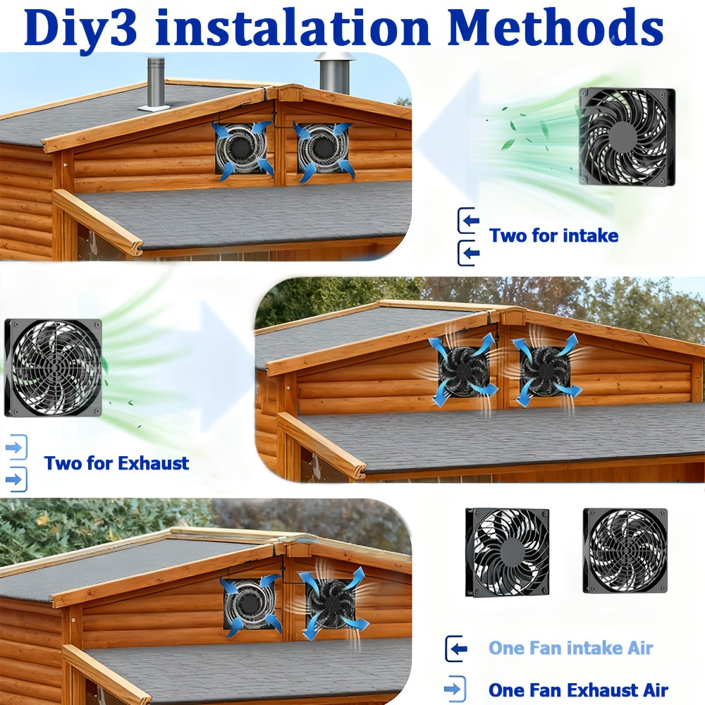 10W Solar Panel Fan Set, Built-in DC Fan, Suitable for Small Chicken Coop, Greenhouse, Shed, Pet House and Window Exhaust System