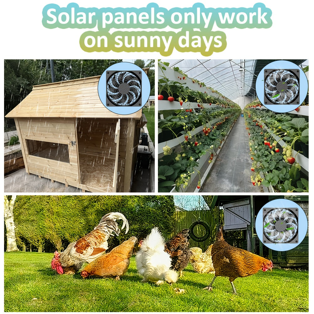 10W Solar Fan, Reversible Intake and Exhaust Ventilation Cooling Fan with Mounting Accessories, IPX5 Waterproof, Suitable for Outdoor Shed, Chicken Coop and Greenhouse