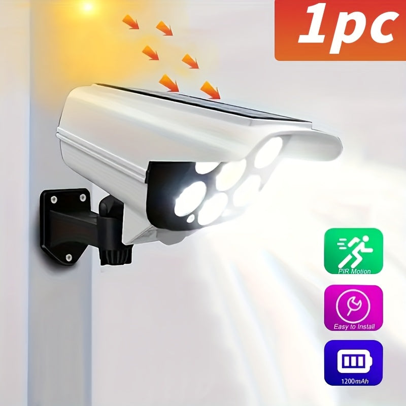 Simulated Surveillance Outdoor Motion Sensor Solar LED Spotlight 77 Lamp Beads High Efficiency Sensor Auto on on Motion Built in Security Deterrent for Porches Gardens Driveways Commercial Use Streets Garages Modern Outdoor Fixture