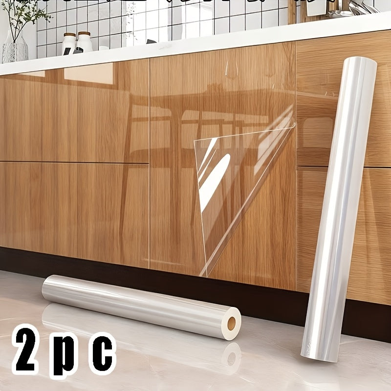 2透明不粘乙烯基膜 | 60cm*500cm，静电粘合，可移除，非常适合台面、木质表面、墙壁，无缝覆盖，耐用，适用于家庭和办公室装饰